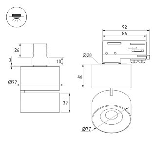 Светильник SP-PLURIO-TRACK-4TR-R77-9W Warm3000 (BK-COP, 36 deg, 230V) (Arlight, IP20 Металл, 3 года)