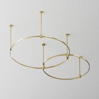 Готовая конструкция круглая двухровневая D800мм + D650мм на жестких подвесах Medium без светильников и блока питания, латунь