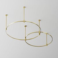 Готовая конструкция круглая двухровневая D800мм + D650мм на жестких подвесах Medium без светильников и блока питания, латунь