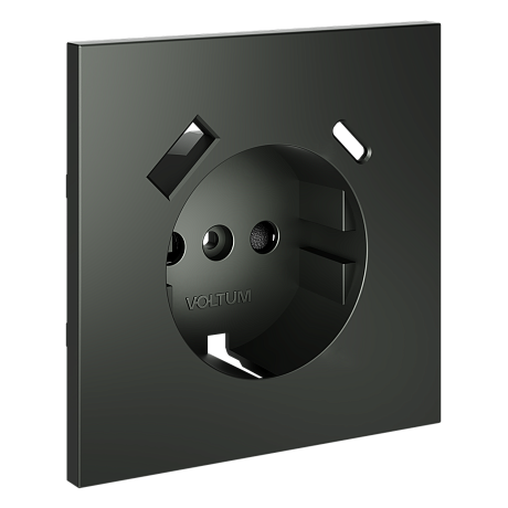 Накладка для розетки с заземлением и защитными шторками, с USB A+C, S70 (титан)