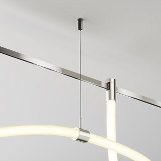 Потолочный коннектор с тросовым подвесом Tau в шинопровод Flarity платина