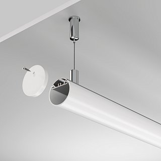 Алюминиевый профиль подвесной D30 (Серебро, 2 м), ALM-D30-S-2M