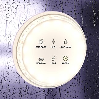 Светодиодная лента 12В 5050 14,4Вт/м 4000K 5м IP65