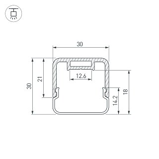 Профиль с экраном LINE-D-3030-2000 SQUARE BLACK+OPAL (Arlight, Алюминий)