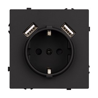 Механизм розетки с USB зарядкой SCT-NOBE-MUAA-SFPL-BK (230V, 16A) (Arlight, -)