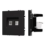 Механизм сдвоенной телефонной розетки SCT-NOBE-MTL2-SFPL-BK (RJ-11, 4C) (Arlight, Черный оникс)