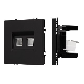 Механизм сдвоенной телефонной розетки SCT-NOBE-MTL2-SFPL-BK (RJ-11, 4C) (Arlight, Черный оникс)
