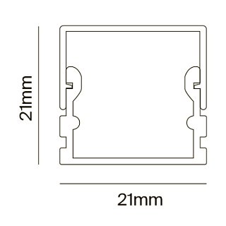 Алюминиевый профиль накладной 21×21 (Серебро, 2 м), ALM007S-2M