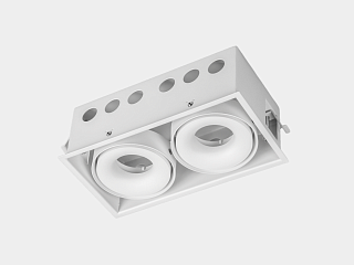 Корпус светильника алюминий потолочный встраиваемый  поворотный, Белый, IP20, COMBO-CRD2-WH-2