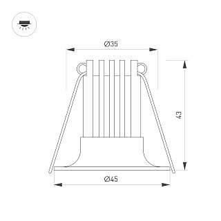 Светильник MS-FOGGY-BUILT-R45-5W Warm3000 (BK, 36 deg, 230V) (Arlight, IP54 Металл, 5 лет)
