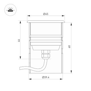 Светильник KT-AQUA-R45-3W Warm3000 (SL, 45 deg, 12V) (Arlight, Герметичный)