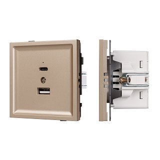 Механизм USB розетки SCT-TENDO-MUAC-PL-GD (5V, 3A, QC3) (Arlight, -)