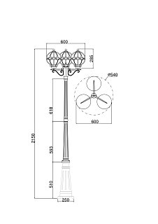 Садово-парковый светильник Via E27х3 60Вт IP 44