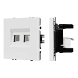 Механизм сдвоенной телефонной розетки SCT-NOBE-MTL2-SFPL-WH (RJ-11, 4C) (Arlight, Белый кварц)