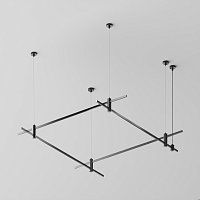 Готовая конструкция квадратная двухуровневая на тросовых подвесах Hang без светильников и блока питания, латунь