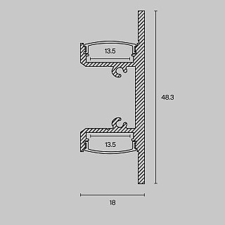 Алюминиевый профиль накладной 18×48 (Черный, 2 м), ALM-1848-B-2M
