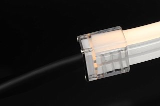 Заглушка прозрачная пластиковая IP67 с чёрным проводом 30 см для неоновой ленты 12×20 мм END-1220-CB-TR