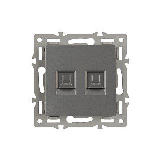 Механизм компьютерной розетки двойной SCT-MPC2-PL-GR (RJ-45, CAT6) (Arlight, -)