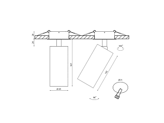 Крепление сменное М4 для светильников VILLY, поворотное встраиваемое, цвет Черный, VL-M4-BL