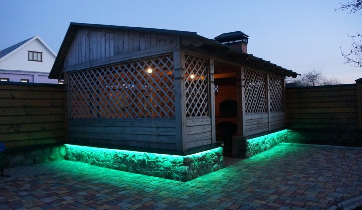 Подсветка фасада многоцветной светодиодной лентой Arlight