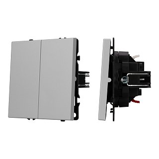 Механизм выключателя двухклавишный непроходной SWT-NOBE-MK02-SFPL-IS (230V, 10A) (Arlight, Никель)