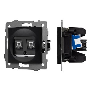 Механизм компьютерной розетки двойной SCT-MPC2-PL-BK-V (RJ-45, CAT6) (Arlight, -)