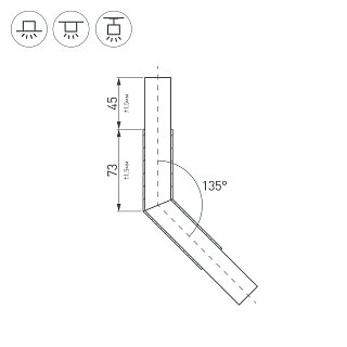 Угол PLS-LOCK-H25-L135 (с экраном MAT-L) (Arlight, Металл)