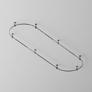 Готовая конструкция овальная 4,5 м на жестких подвесах Short H124мм без светильников и блока питания, черный