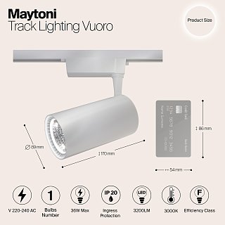 Трековый светильник Technical TR003-1-40W3K-W