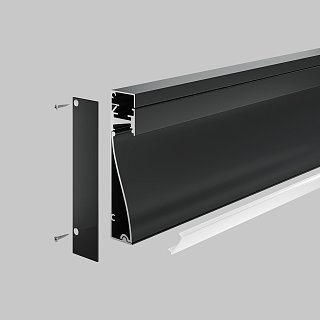 Алюминиевый профиль плинтус 80×18 (Черный, 2 м), ALM-8018-B-2M