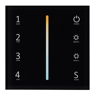 Панель Sens SMART-P43-MIX Black (230V, 4 зоны, 2.4G) (Arlight, IP20 Пластик, 5 лет)