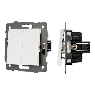 Механизм выключателя двухклавишный самовозвратный SWT-MKR2-PL-WH-V (250V, 10A) (Arlight, -)