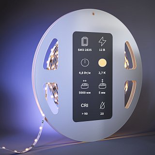 Светодиодная лента Ultra 12В 2835 4,8Вт/м 2700К 5м IP 20 201102