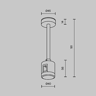 Крепление потолочное Short 138мм с прямым коннектором питания Flarity платина