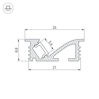 Профиль SL-BEVEL-W21-F-2000 ANOD BLACK (Arlight, Алюминий)