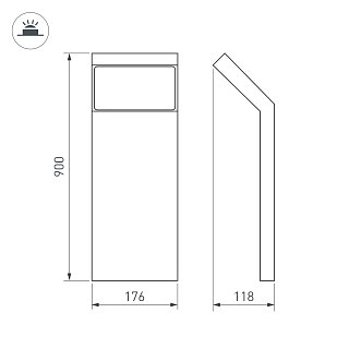 Светильник LGD-ECRAN-BOLL-H900-9W Warm3000 (GR, 108 deg, 230V) (Arlight, IP65 Металл, 3 года)