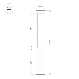 Светильник LGD-CASTELLO-BOLL-H1200-20W Warm3500-MIX (GR, 80 deg, 230V) (Arlight, IP65 Металл, 5 лет)
