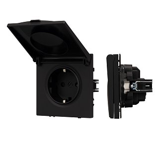 Механизм розетки влагозащищённый SCT-NOBE-MCP-SFPL-BK (230V, 16A) (Arlight, -)