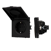 Механизм розетки влагозащищённый SCT-NOBE-MCP-SFPL-BK (230V, 16A) (Arlight, -)