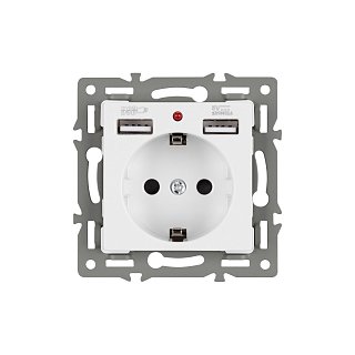 Механизм розетки с USB зарядкой SCT-MUAA-PL-WH (250V, 16A) (Arlight, -)