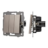 Механизм выключателя трехклавишный непроходной SWT-MK03-PL-GD-V (250V, 10A) (Arlight, -)