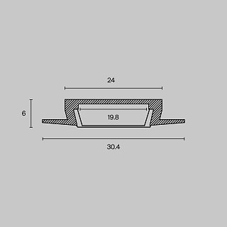 Алюминиевый профиль встраиваемый с фланцем 30×6 (Серебро, 2 м), ALM003S-2M