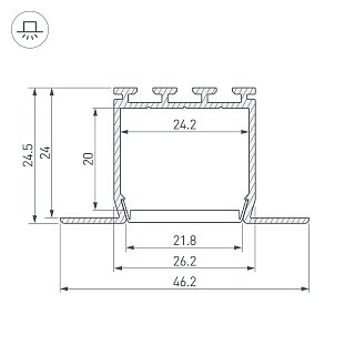 Профиль PLS-LOCK-H25-FM-2000 ANOD (Arlight, Алюминий)