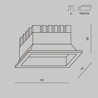 Встраиваемый светильник Okno 3000-4000-6000K 12W 100° IP 44