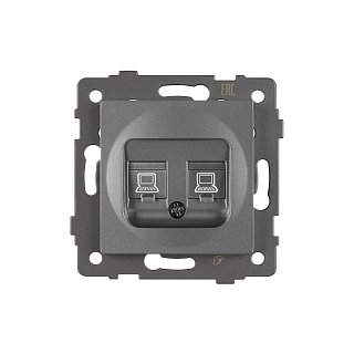 Механизм компьютерной розетки двойной SCT-MPC2-PL-GR-V (RJ-45, CAT6) (Arlight, -)