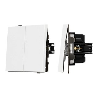 Механизм выключателя двухклавишный непроходной SWT-TENDO-MK02-PL-WH (230V, 10A) (Arlight, -)