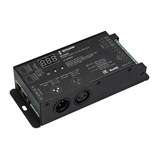 INTELLIGENT ARLIGHT Декодер SMART-DMX512-104-83-RDM-SUF (12-48V, 4x8A, XLR3/RJ45) (IARL, IP20 Металл, 5 лет)