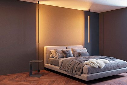 Строгость линий в сдержанном интерьере спальни